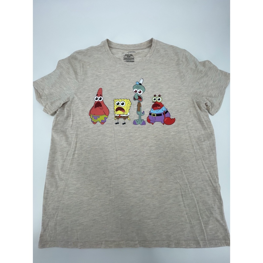 Nickelodeon T Shirt Mens Large Heathered Gray Cotton Spongebob & Friends Graphic